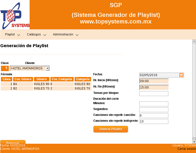 Generación de Playlist